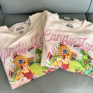 Candy Land NWT 2 Sweatshirts 1X & 2X Embroidered Off White Soft Pink Trim